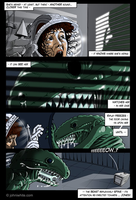 The alien knows ripley is hiding in the locker! - alien comic page